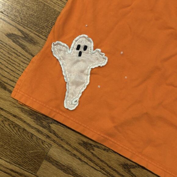Vintage Michael Simon Top XL Halloween Ghosts Orange Appliqué Double Sided - Picture 12 of 12